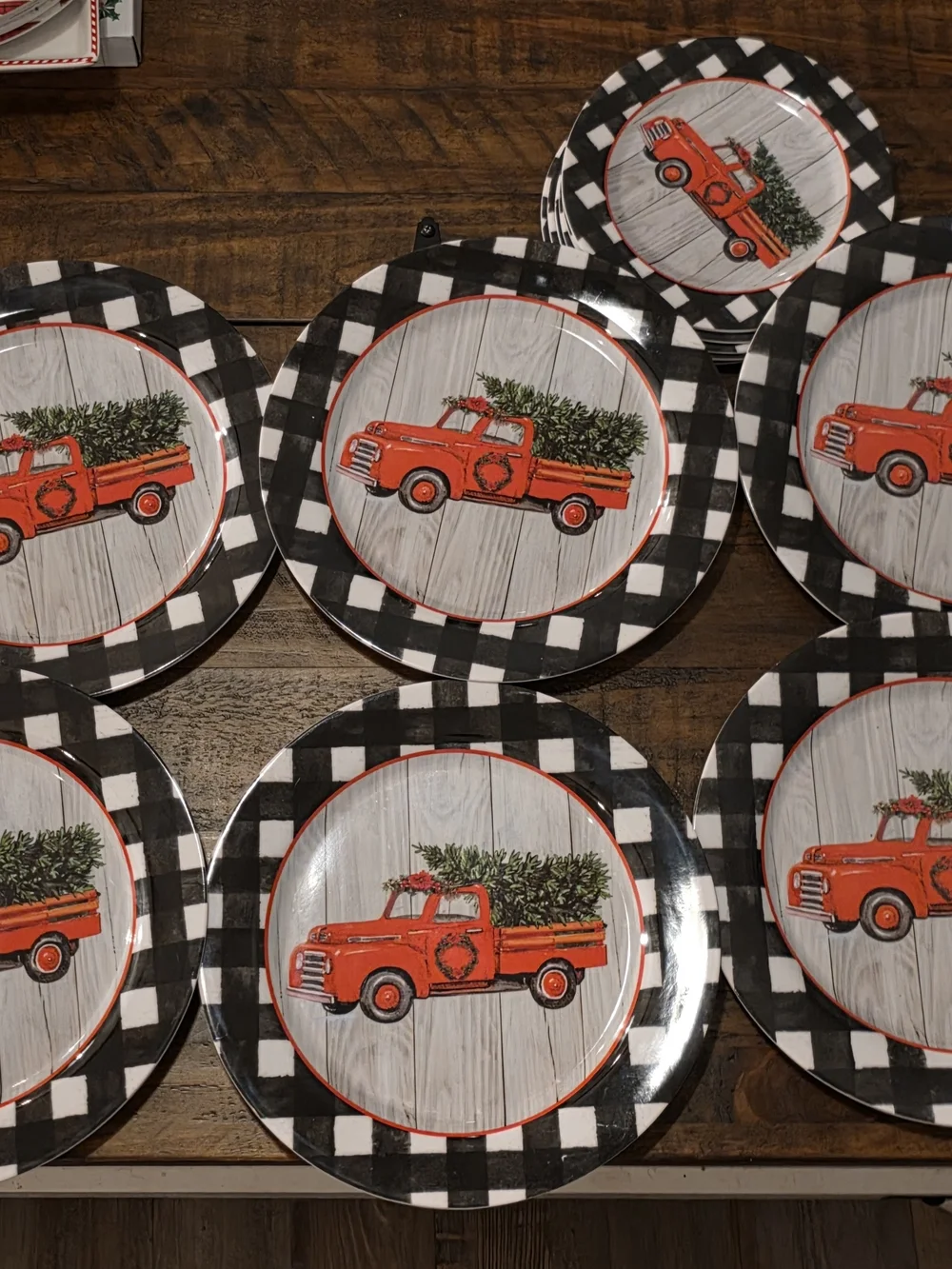 Buffalo Check Truck Melamine Christmad Dinnerware